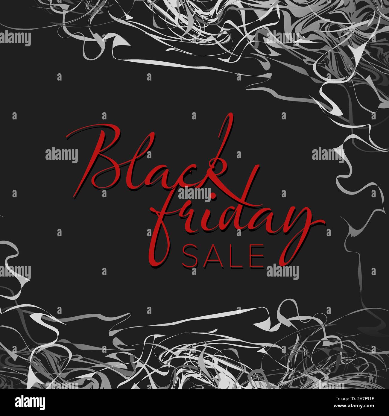 Black Friday sale label with silver frame borders and red text content Stock Vector
