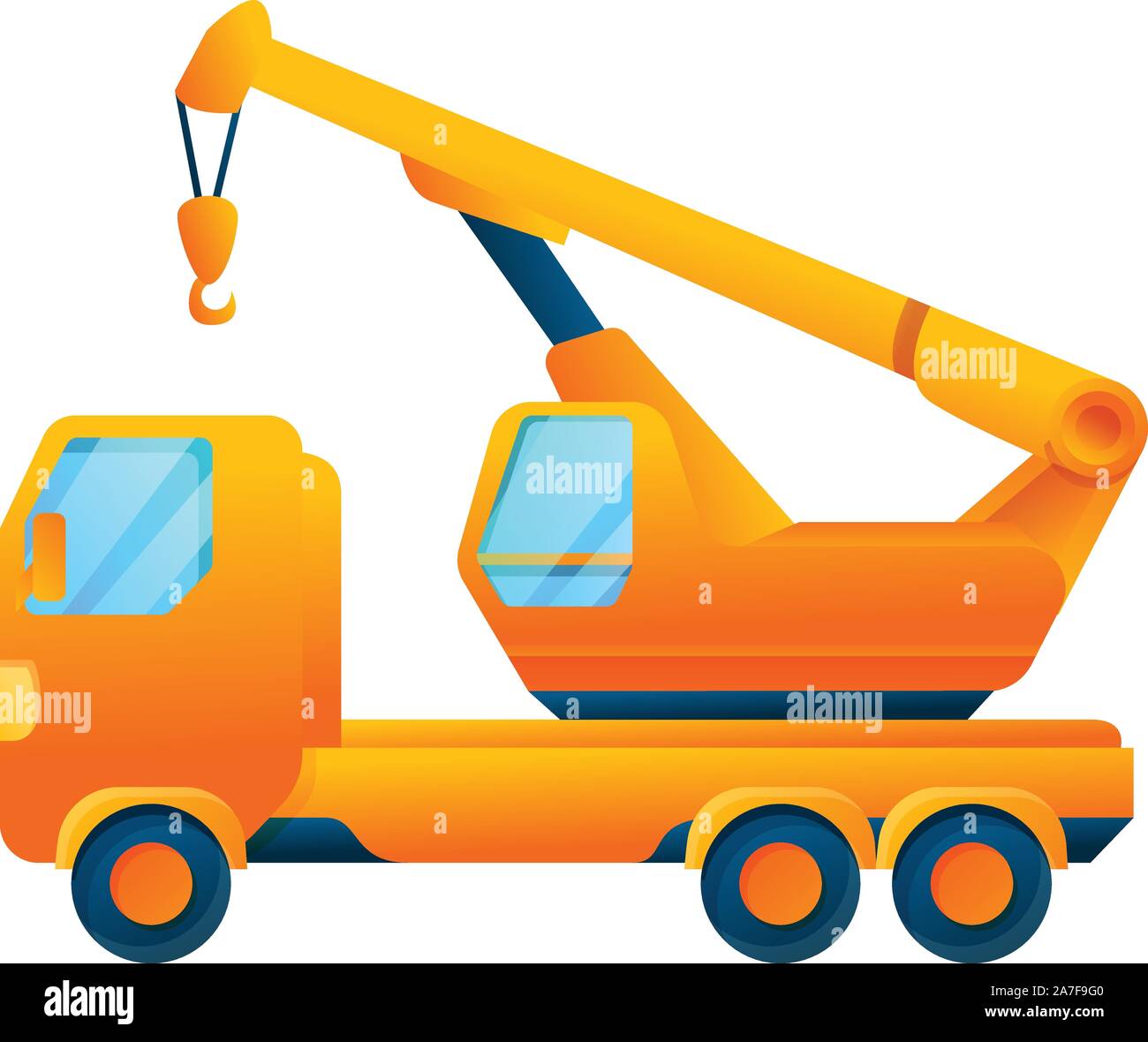 Crane truck icon. Cartoon of crane truck vector icon for web design
