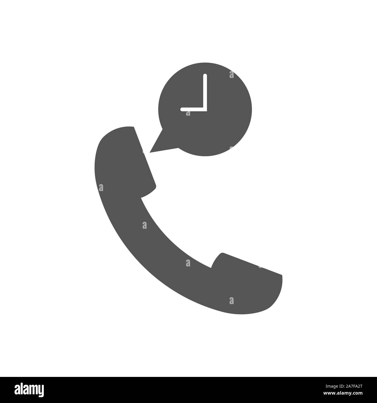 Phone and time vector icon or sign. Black flat icon. EPS 10 Stock Vector