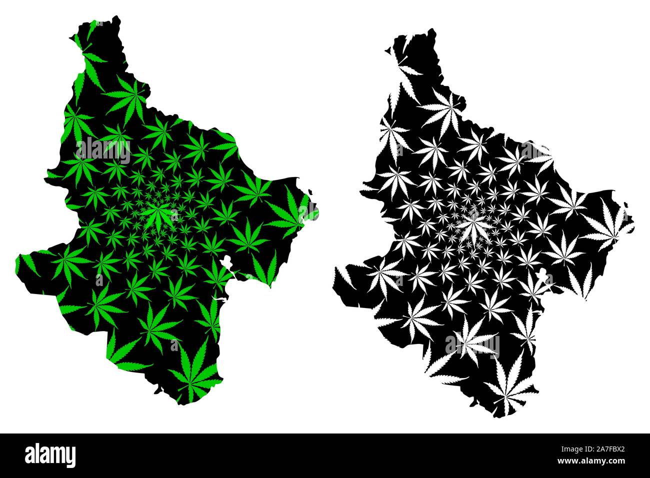 Ninh Thuan Province (Socialist Republic of Vietnam, Subdivisions of Vietnam) map is designed cannabis leaf green and black, Tinh Ninh Thuan map made o Stock Vector