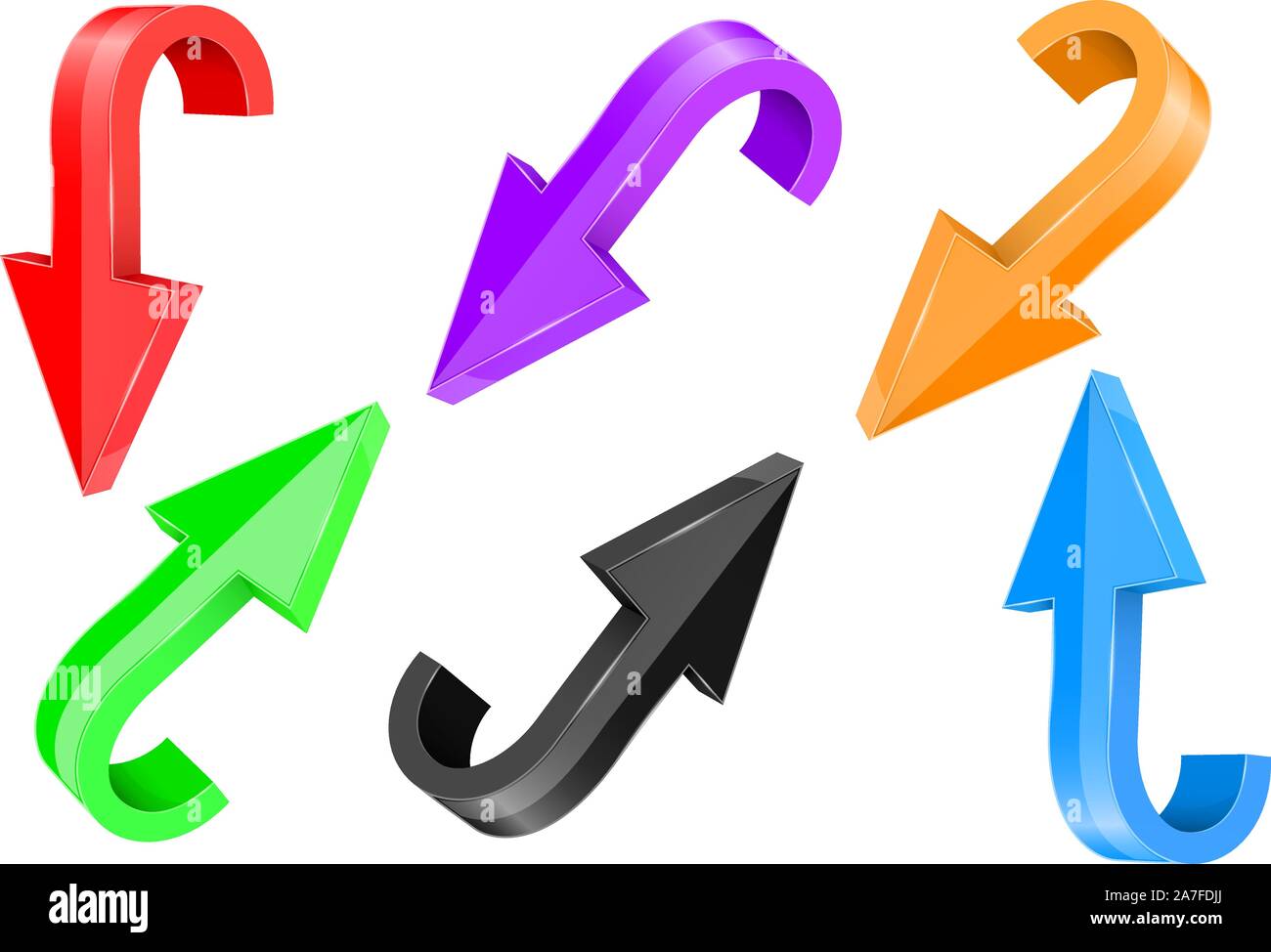 Shiny 3d arrows. Colored icons Stock Vector