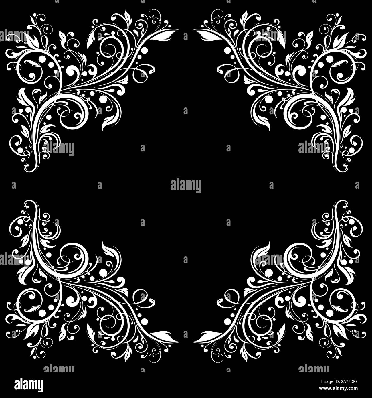 Floral Filigree Frame Decorative Design Element On Black Background Stock Vector Image Art Alamy