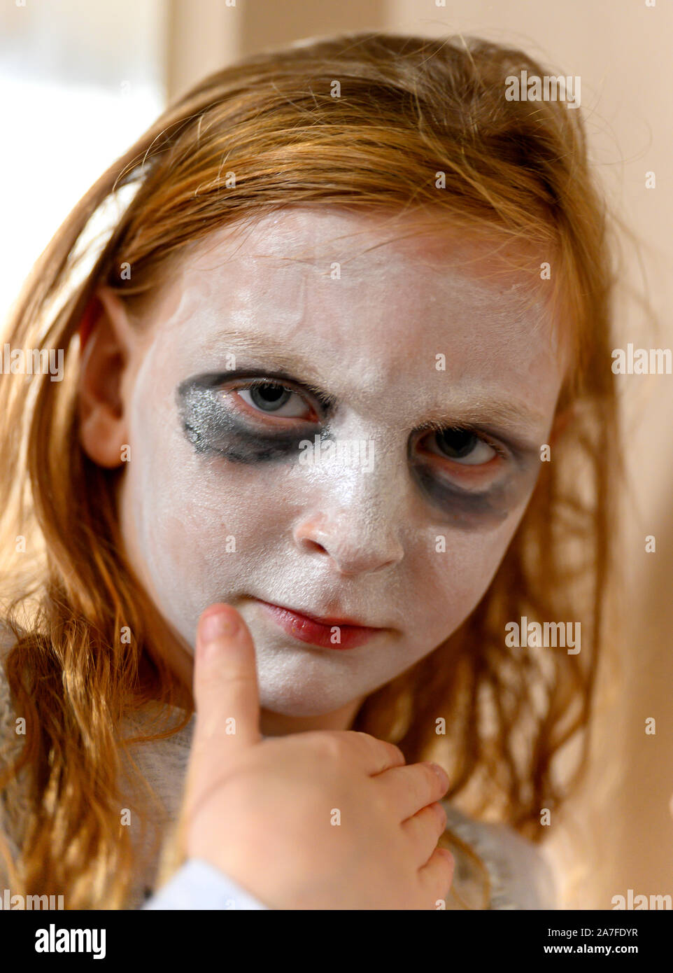 Portrait Young White English Girl Ready For Halloween Party With