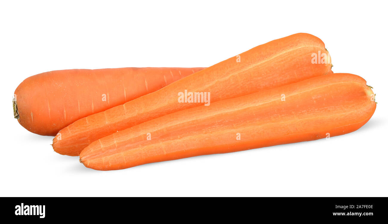 Carrot with half isolated on white clipping path Stock Photo