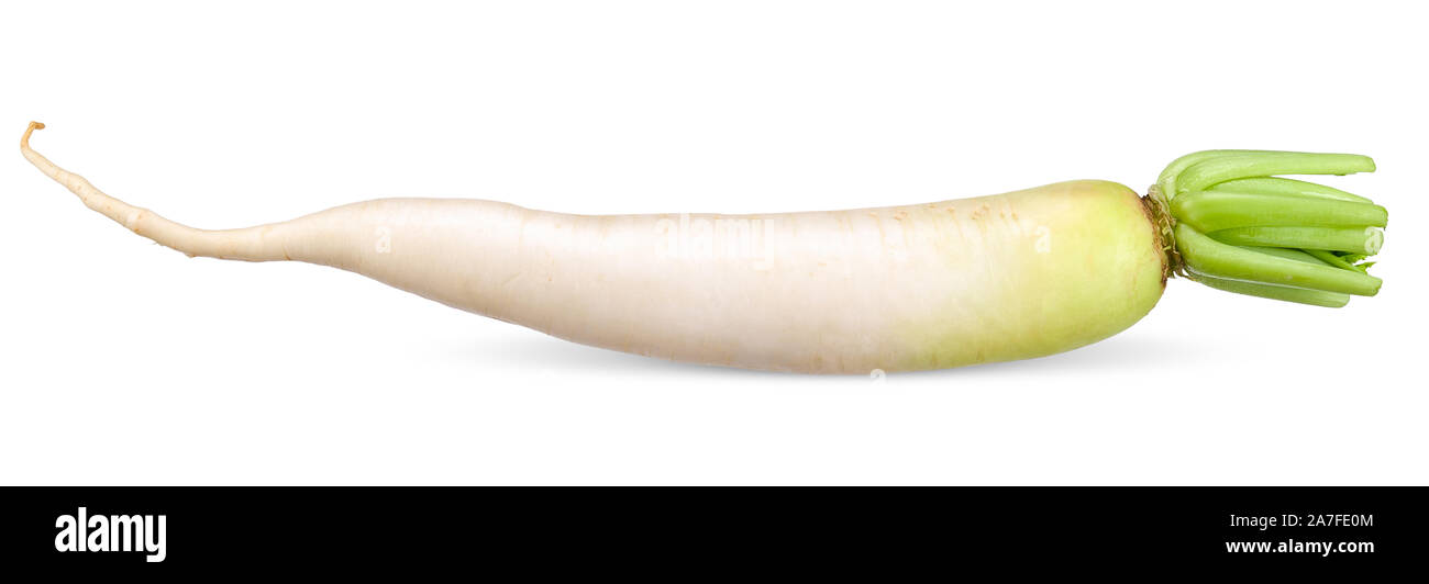 Daikon radish isolated on white with clipping path Stock Photo