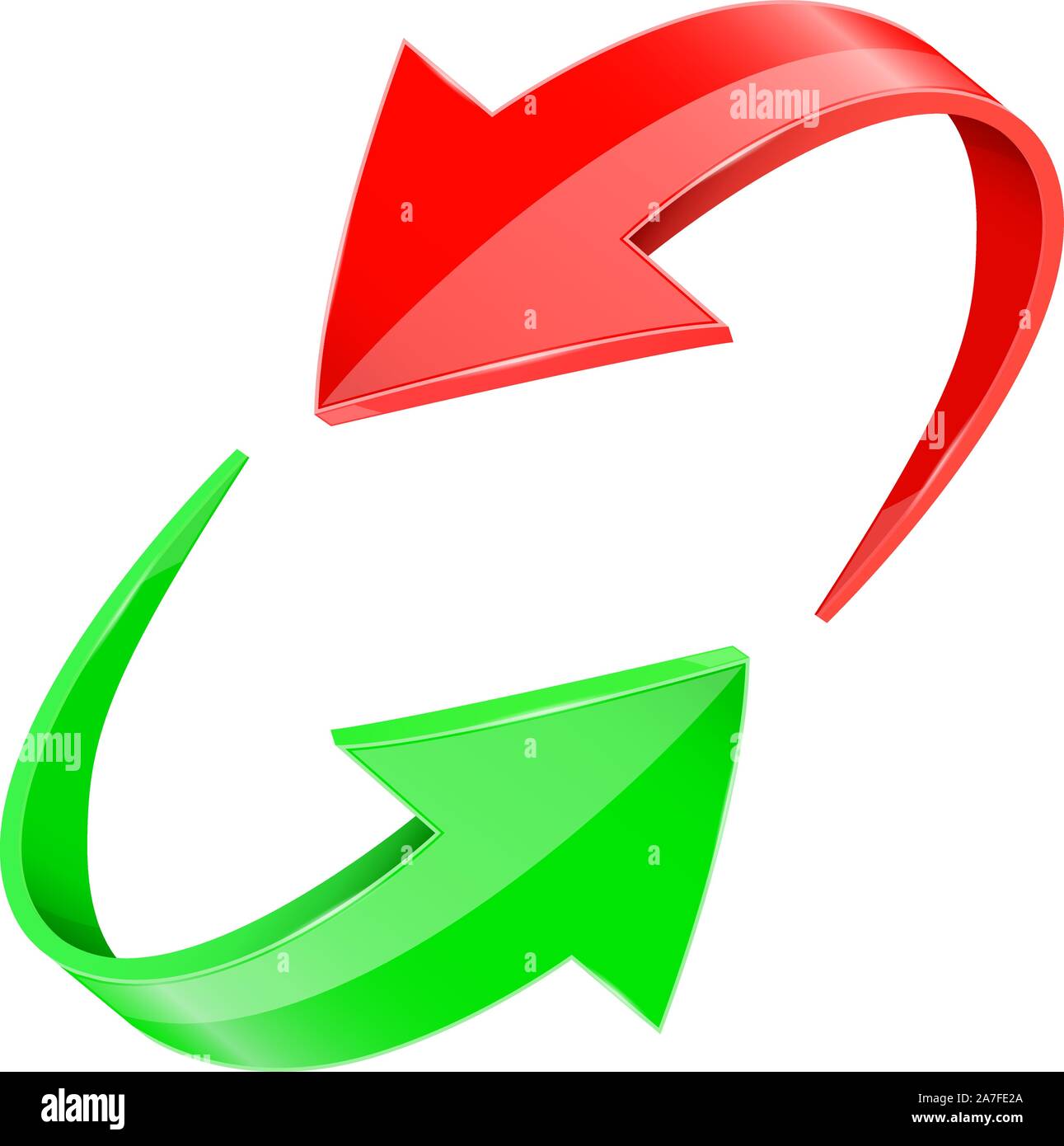 Red and green 3d arrows. In circular motion Stock Vector