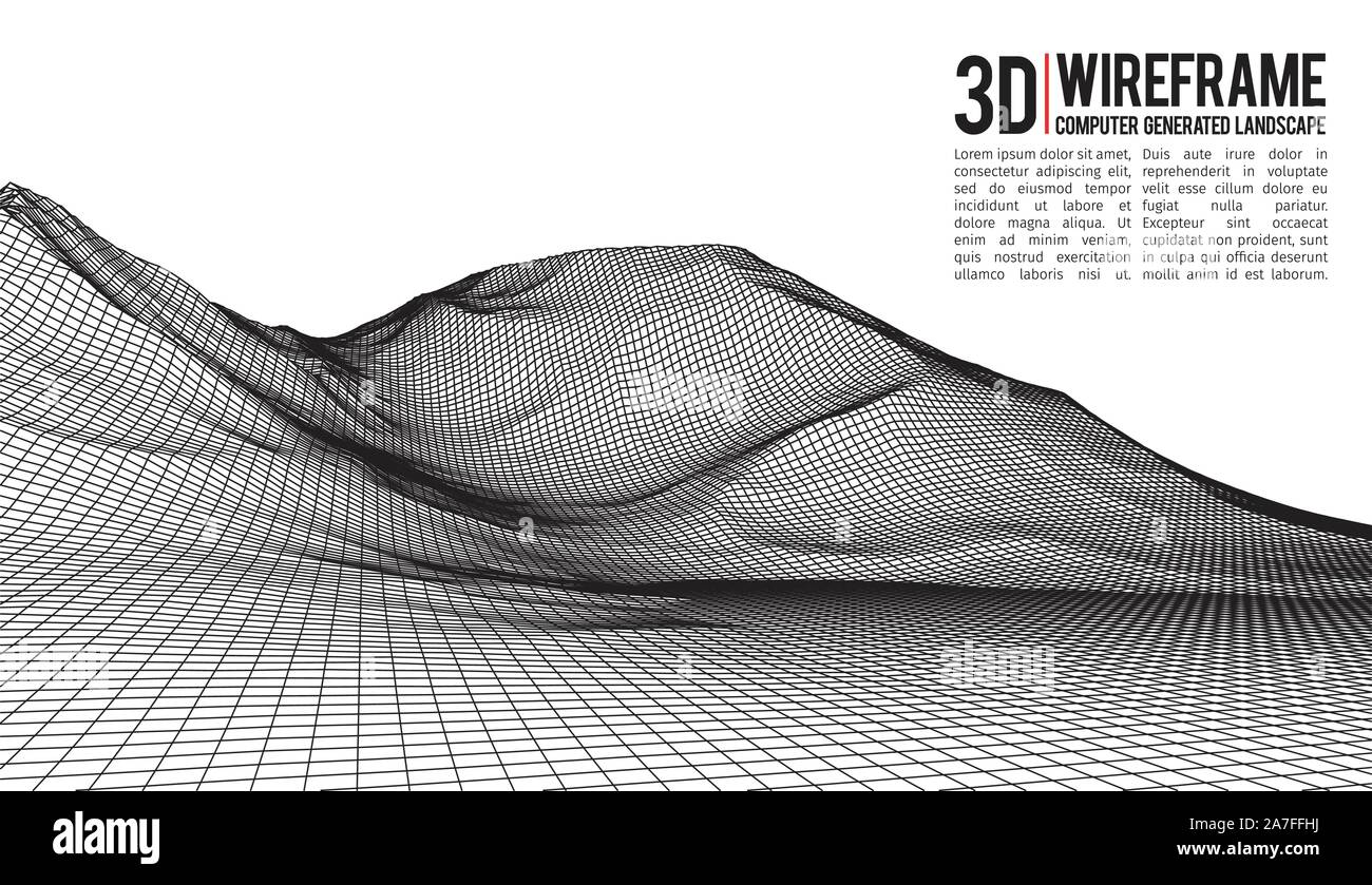 Abstract vector landscape background. Cyberspace landscape grid. 3d ...