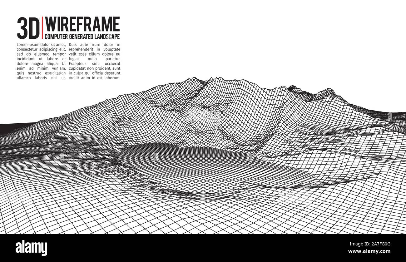 Abstract vector landscape background. Cyberspace landscape grid. 3d ...