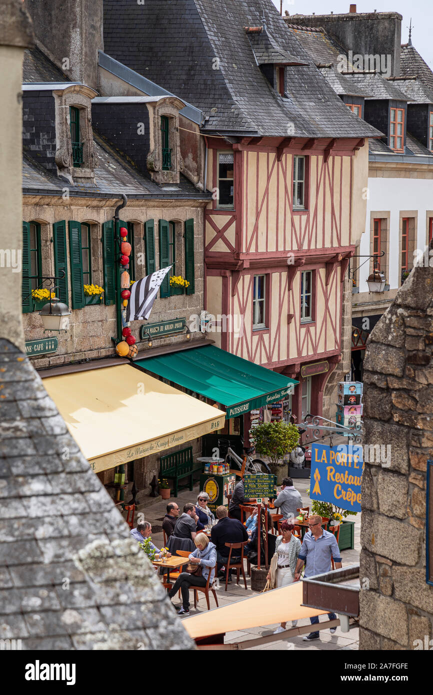 View of the old town from the town walls, Concarneau, Finistère, Brittany, France Stock Photo