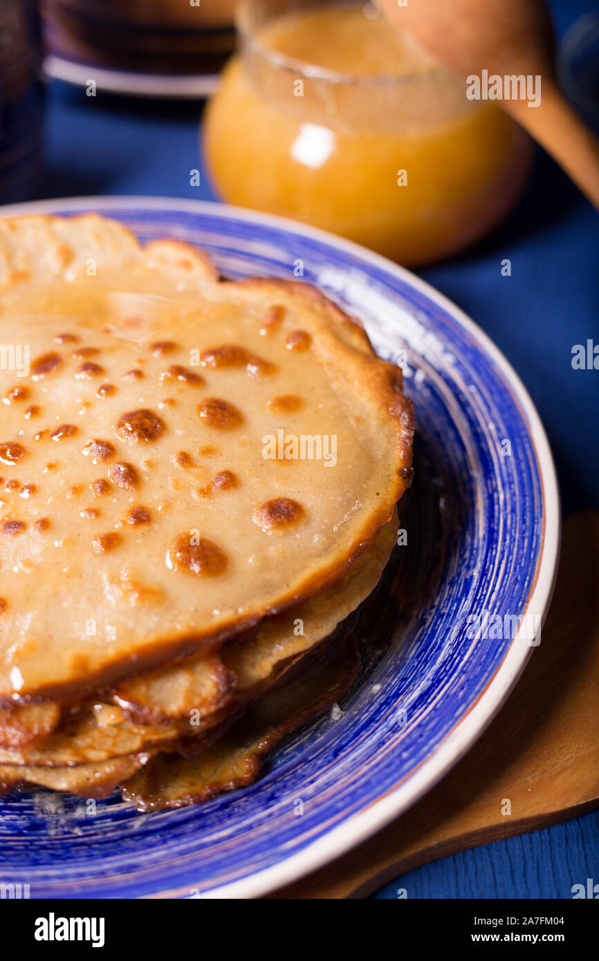 Fresh hot pancakes made of buckwheat flour and honey Stock Photo Alamy