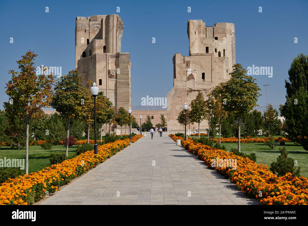 ruins of gate to Ak Saray Palace, Shahrisabz, Uzbekistan, Central Asia Stock Photo