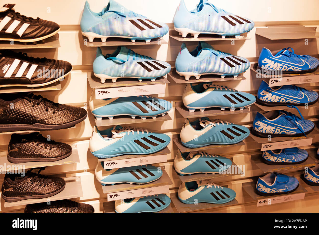 Umea, Norrland Sweden - October 29, 2019: various sports shoes at the  sports shop Stock Photo - Alamy