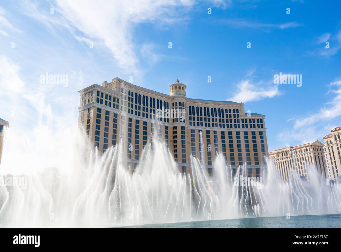 Bellagio hotel with spectacle of fountains, las vegas, nevada, united states of america Stock Photo