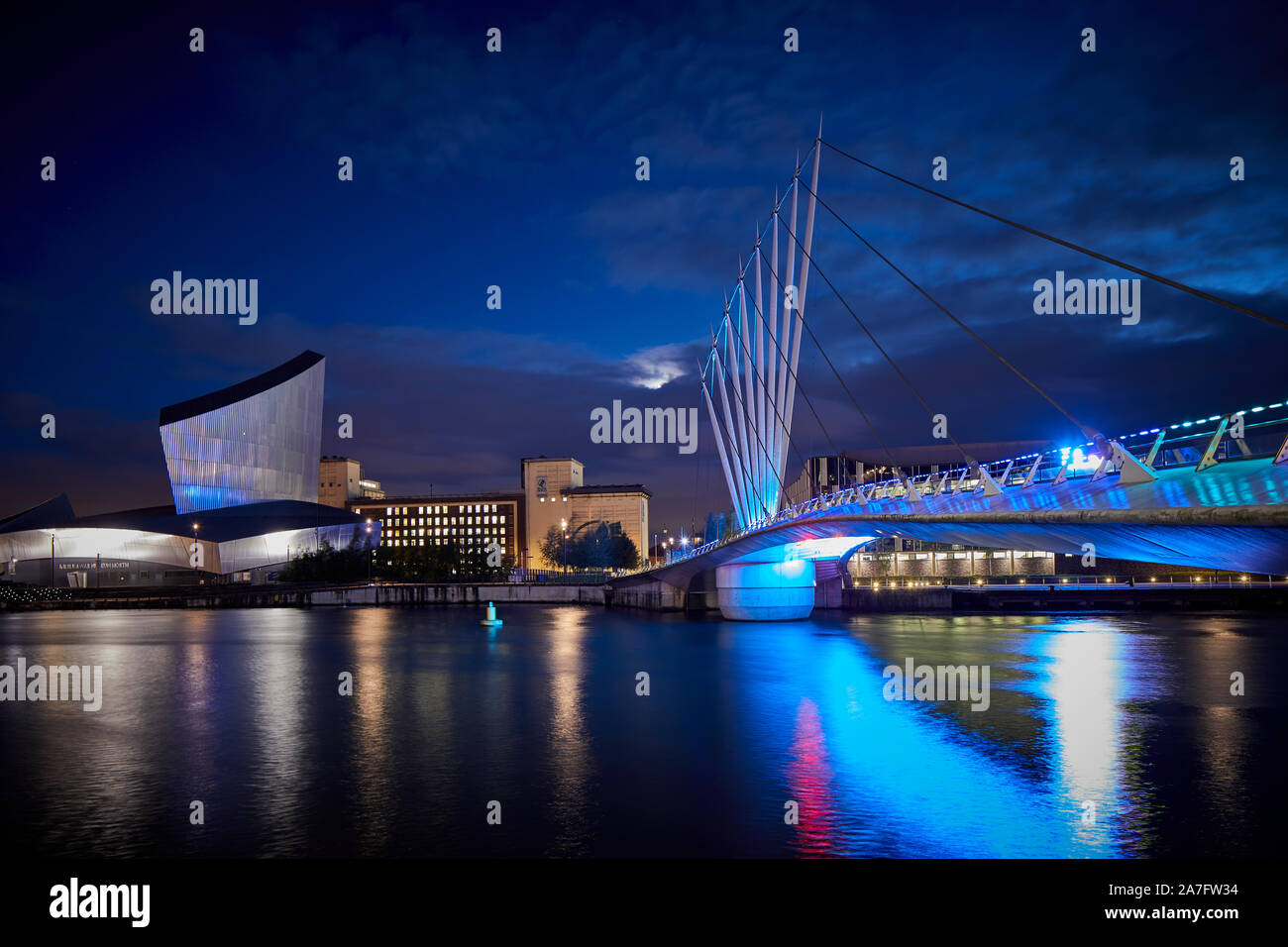 Night at MediacityUK Salford quays regenerated docks Imperial War ...
