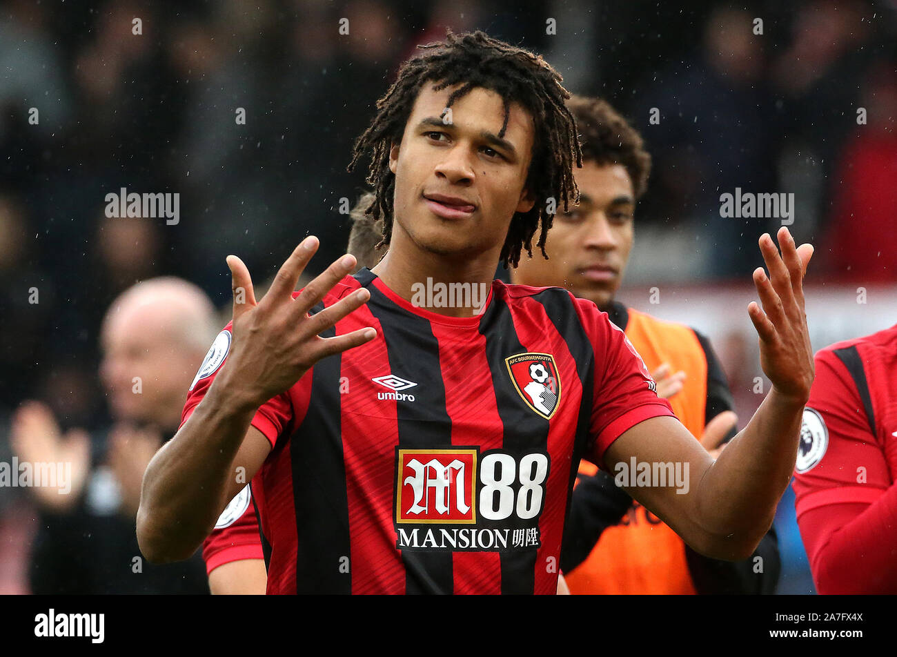 Bournemouth's Nathan Ake celebrates after the final whistle during the ...