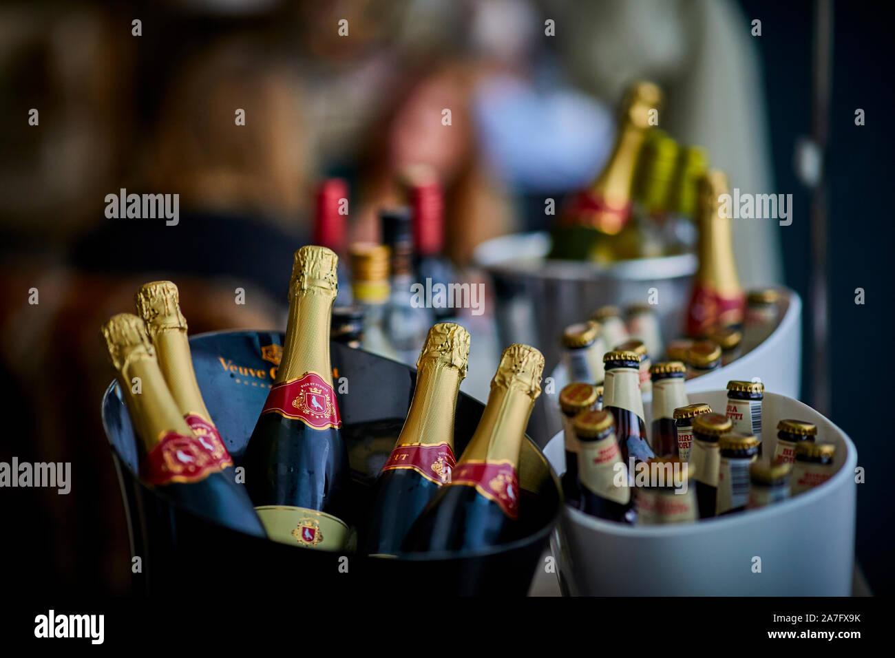 Manchester Hilton Hotel champagne bottles Stock Photo