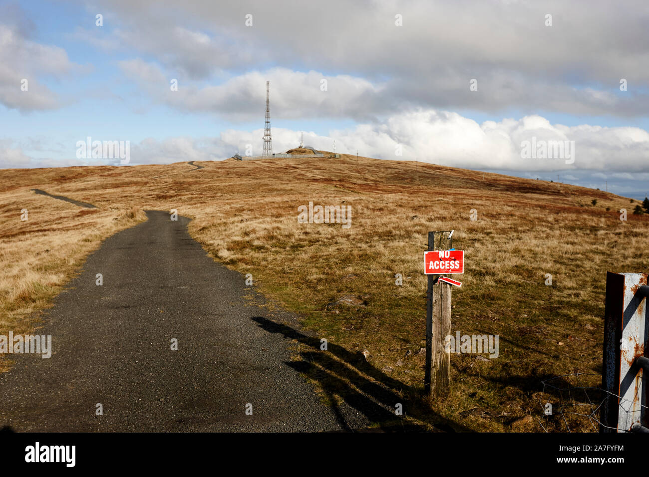 access road to telecommunications mast on the summit of Slieve Gallion County  Derry Northern Ireland Stock Photo