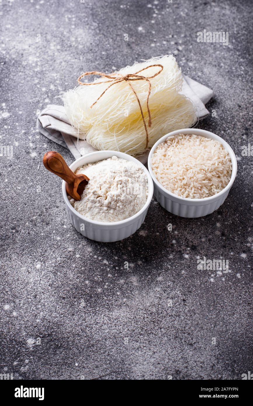 Gluten free rice flour, grain and noodle Stock Photo Alamy