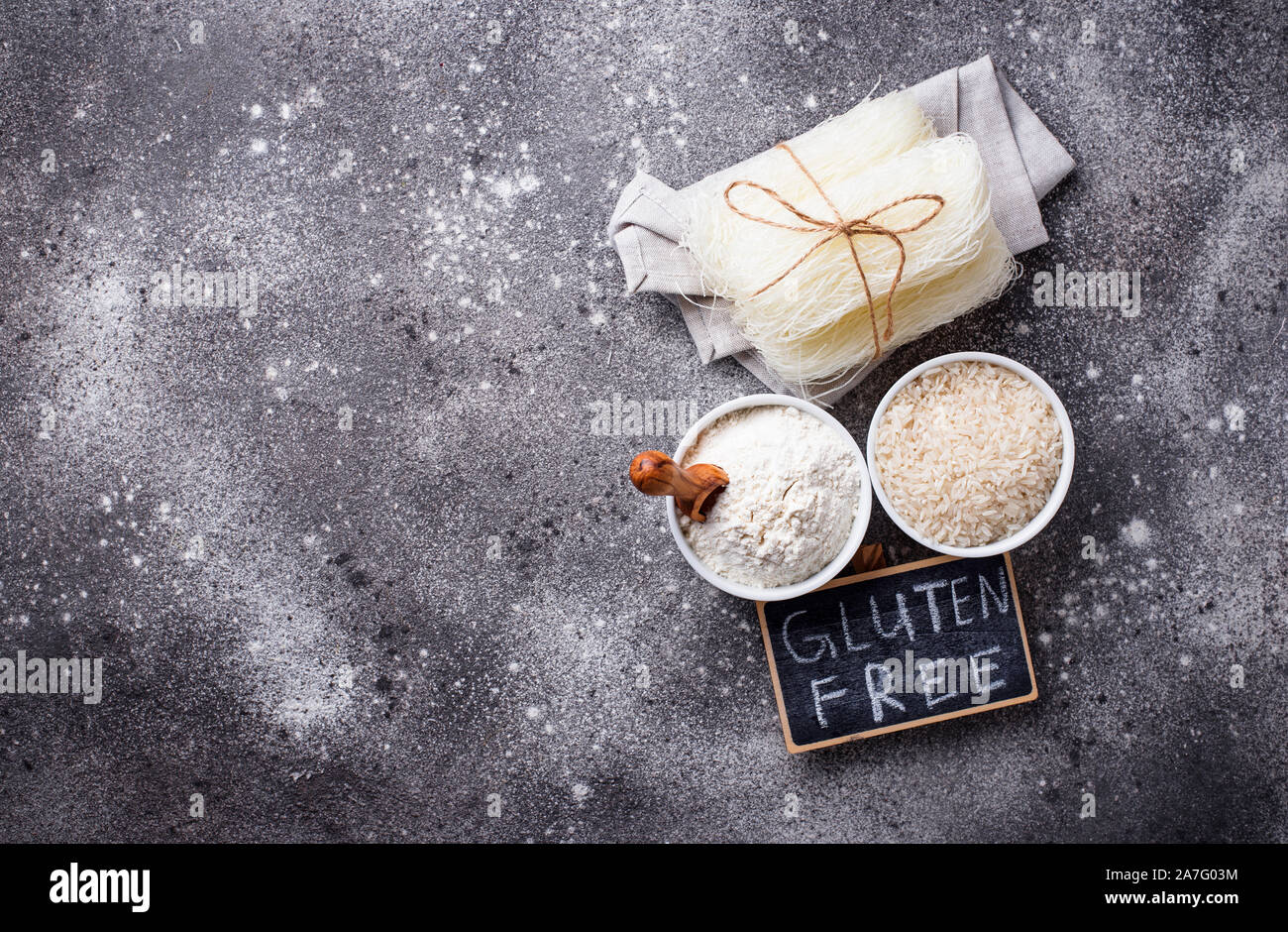 Gluten free rice flour, grain and noodle Stock Photo Alamy