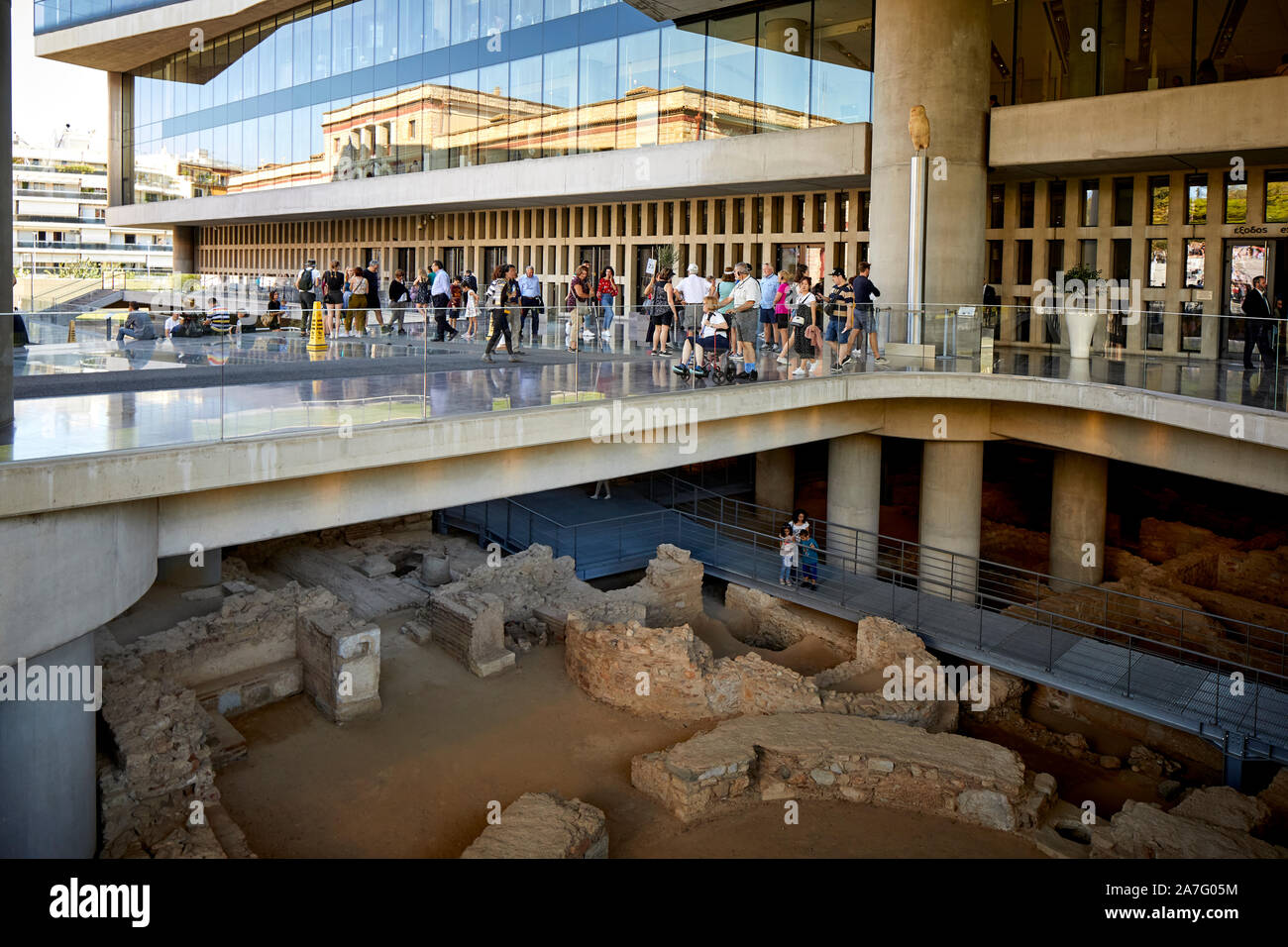 Athens capital of Greece Acropolis Museum, Ultramodern glass & steel museum housing ancient artifacts from the Acropolis archaeological site Stock Photo