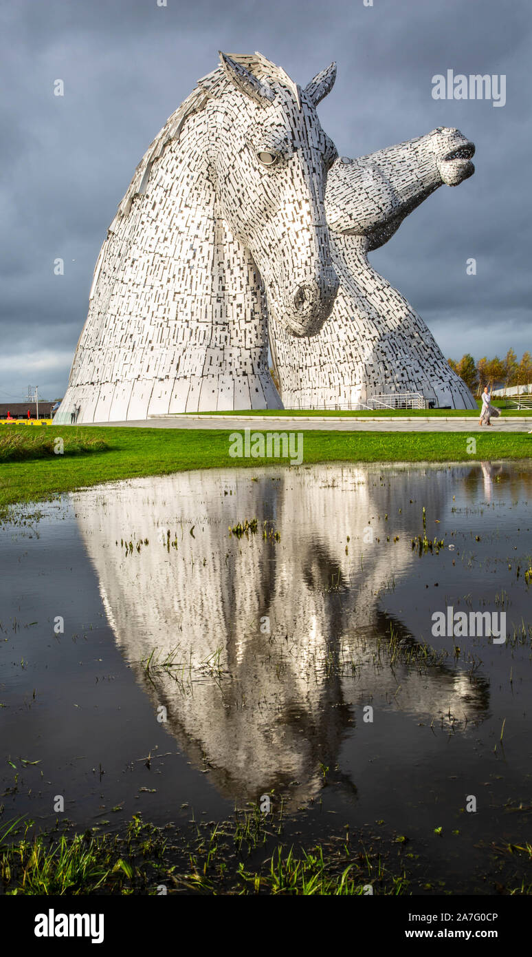 The Kelpies at the Helix by the Fourth & Clyde canal  in Scotland Stock Photo