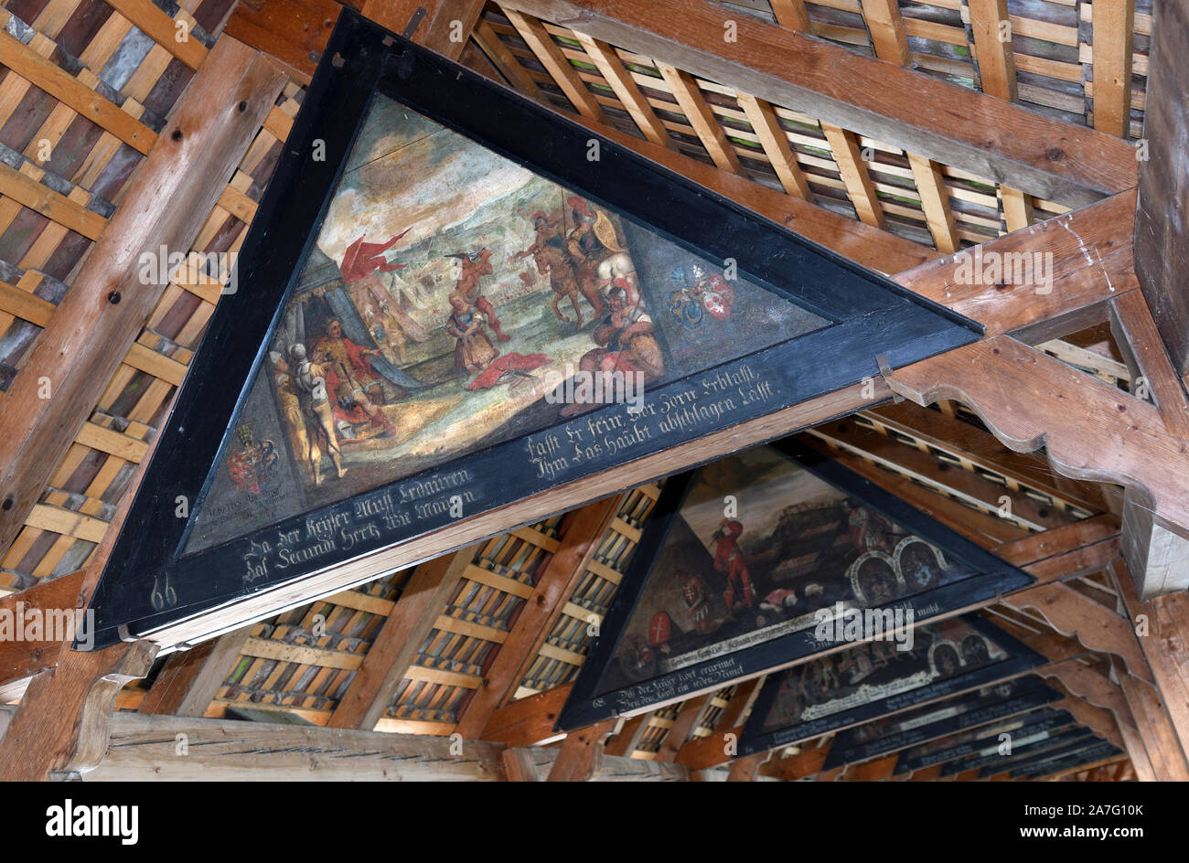 chapel bridge;kapellbrucke;interior paintings;lucerne;switzerland Stock