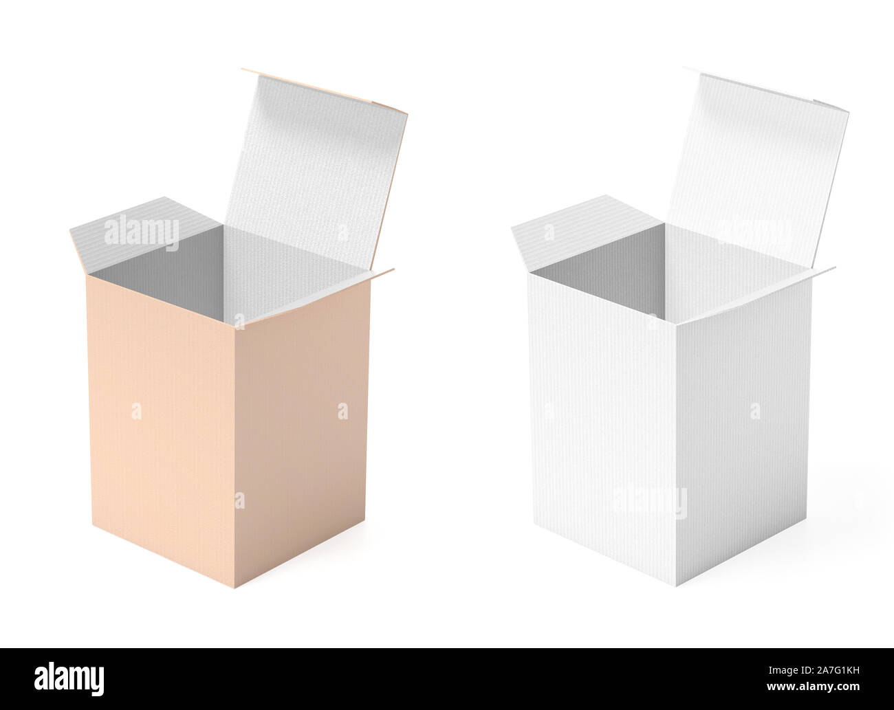 White and brown paper boxes. 3d rendering illustration isolated on ...