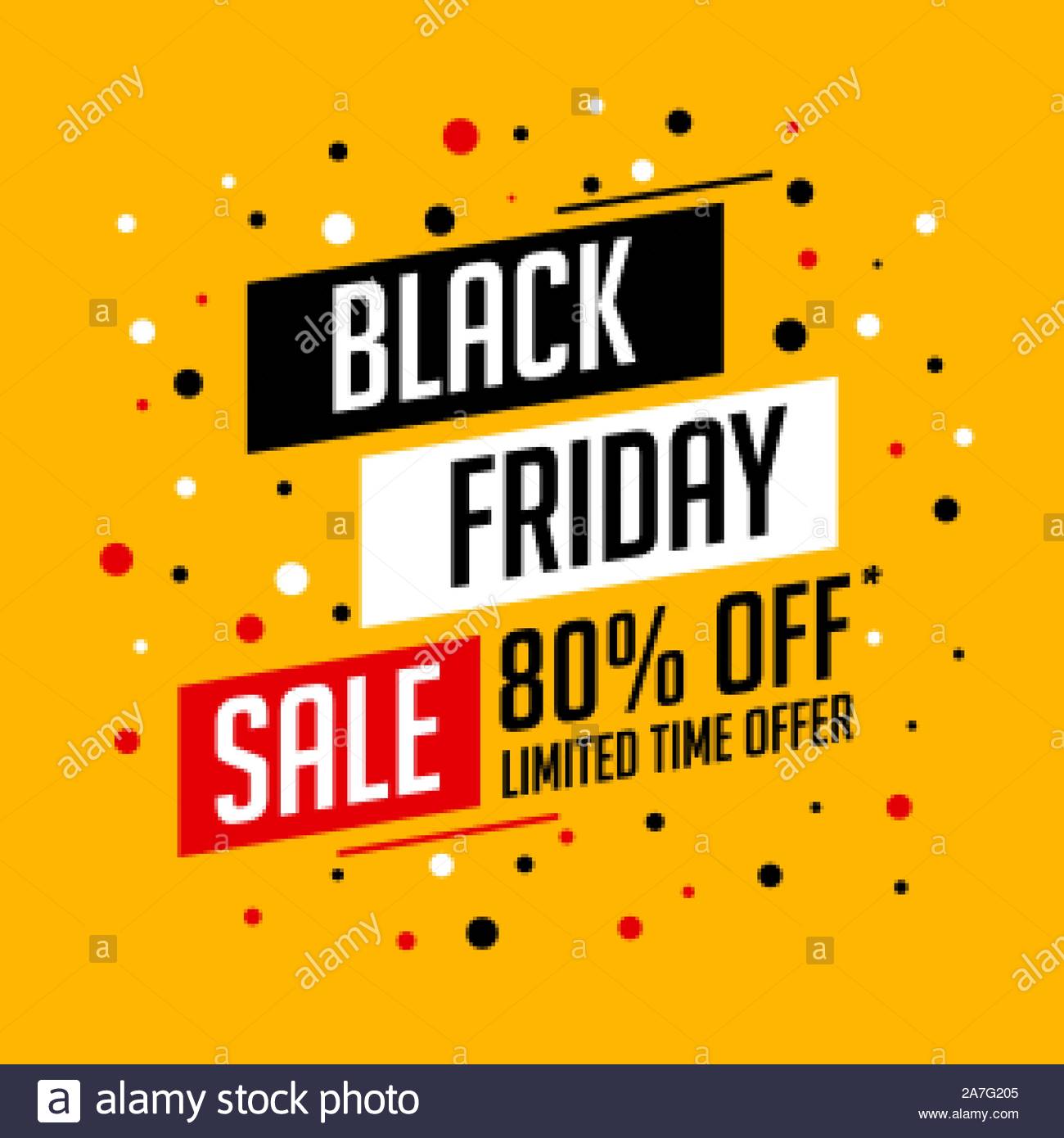 Yellow Black Friday Sale Banner With Offer Details Stock Vector