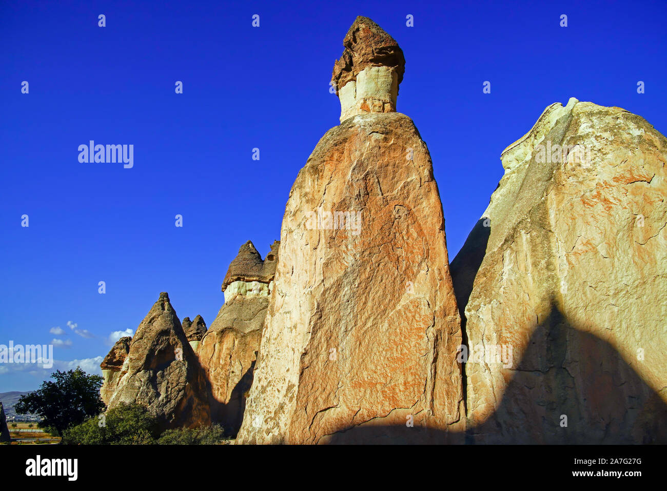 Spectacular anamazing rock formations in Cappadocia, Anatolia, Turkey. Stock Photo