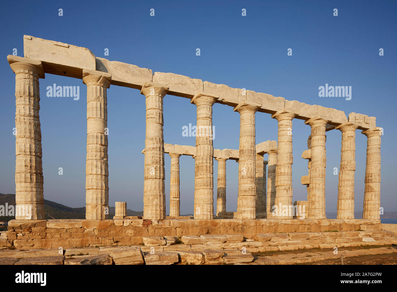 Greece The Ancient Greek temple of Poseidon at Cape Sounion, built ...