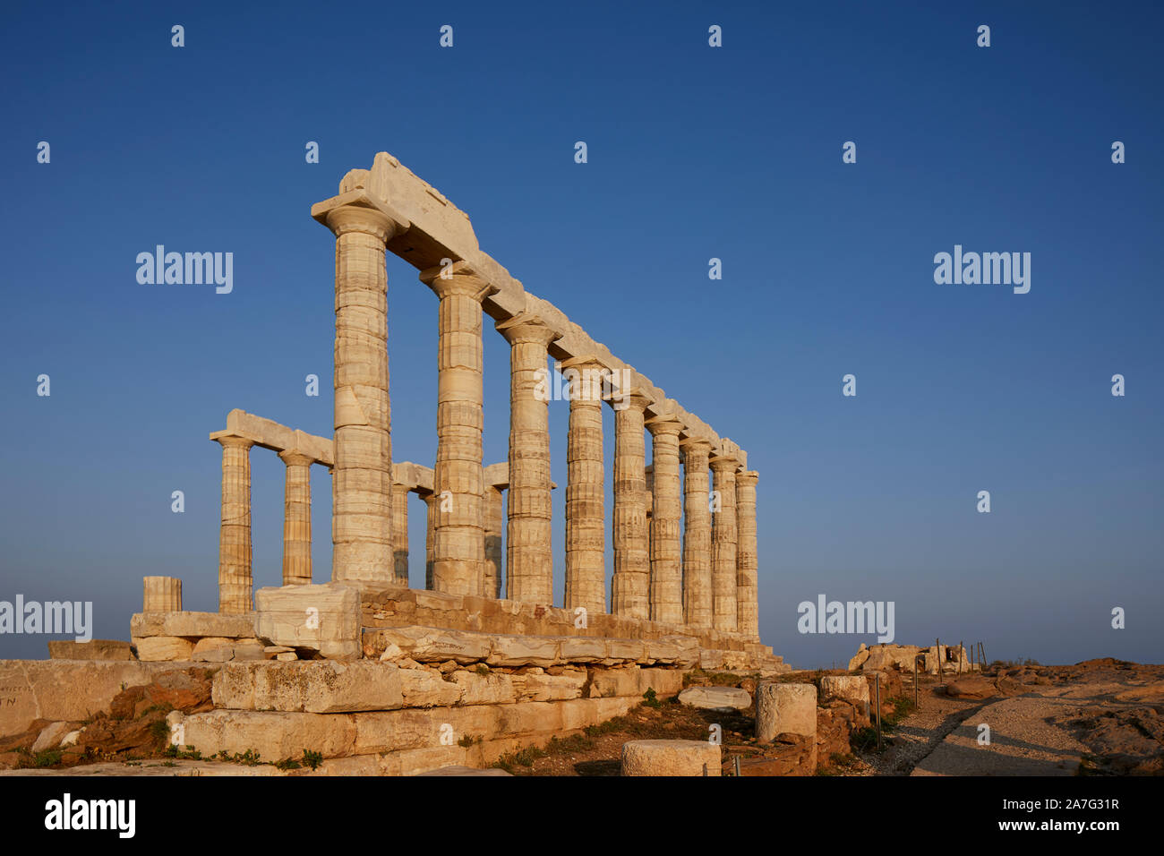 Greece The Ancient Greek temple of Poseidon at Cape Sounion, built ...