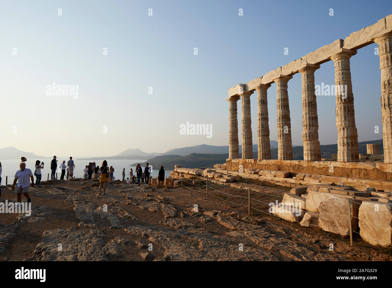 Greece The Ancient Greek temple of Poseidon at Cape Sounion, built ...