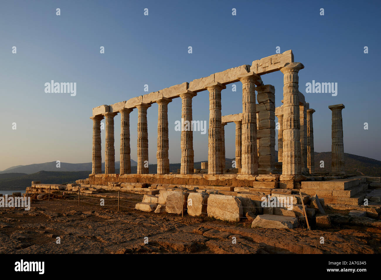 Greece The Ancient Greek temple of Poseidon at Cape Sounion, built ...