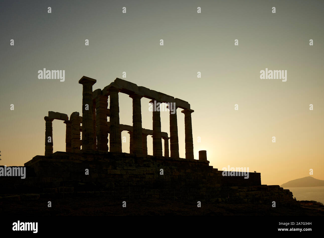Greece The Ancient Greek temple of Poseidon at Cape Sounion, built ...