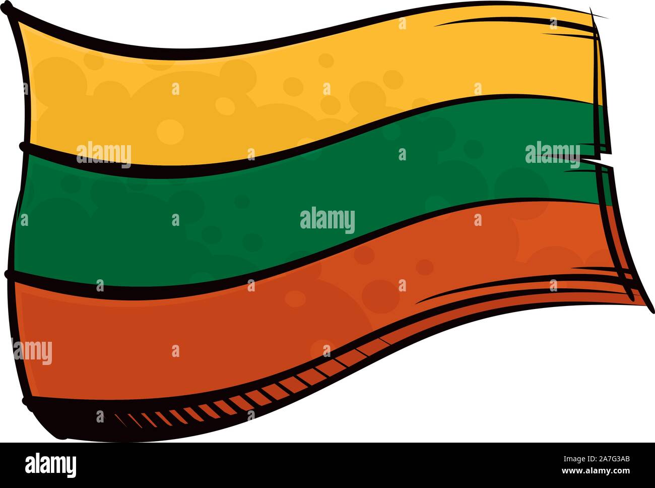 Painted Lithuania flag waving in wind Stock Vector
