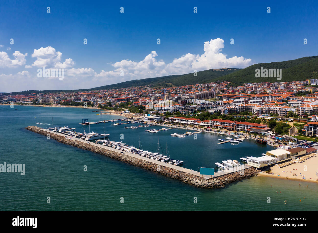 Yacht marina in sea resort Saint Vlas, Bulgaria Stock Photo