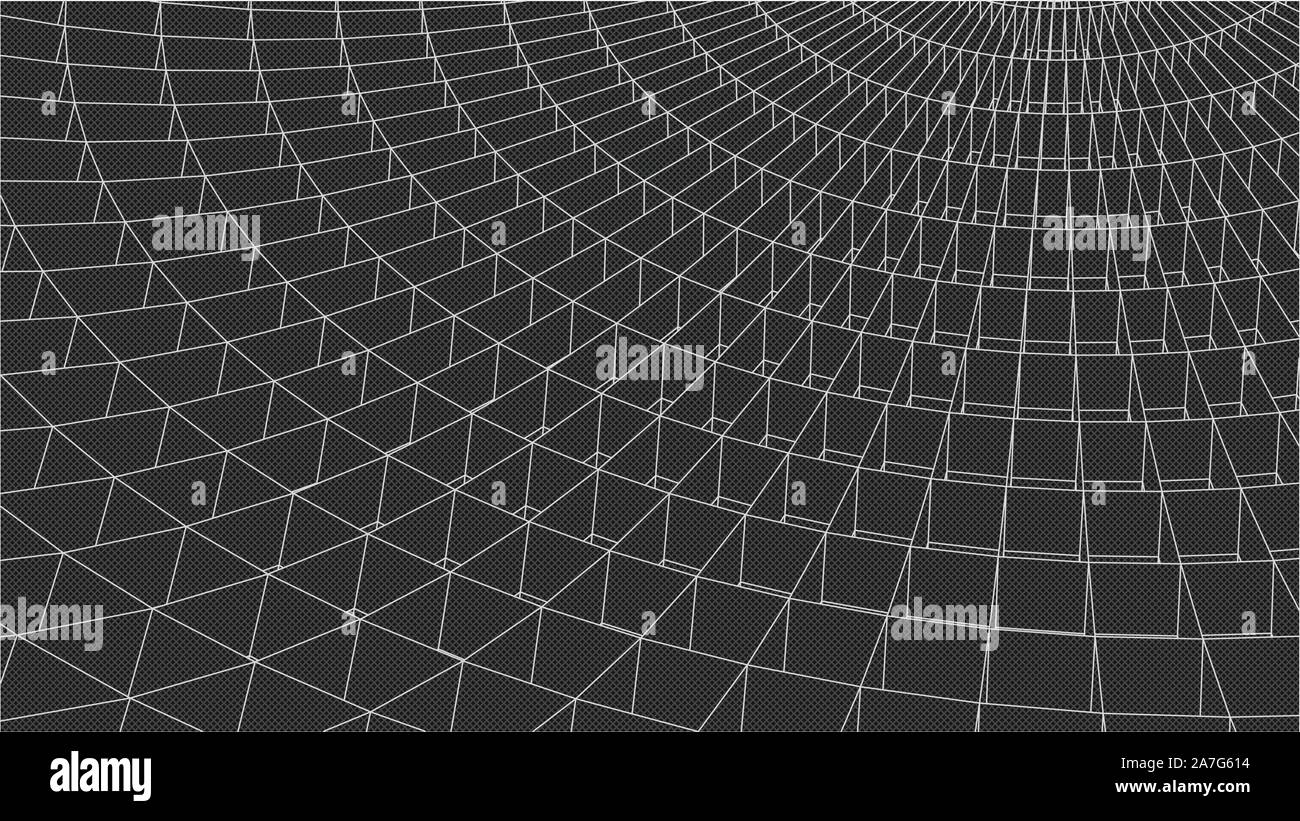 Abstract vector landscape background. Cyberspace grid. 3d technology ...