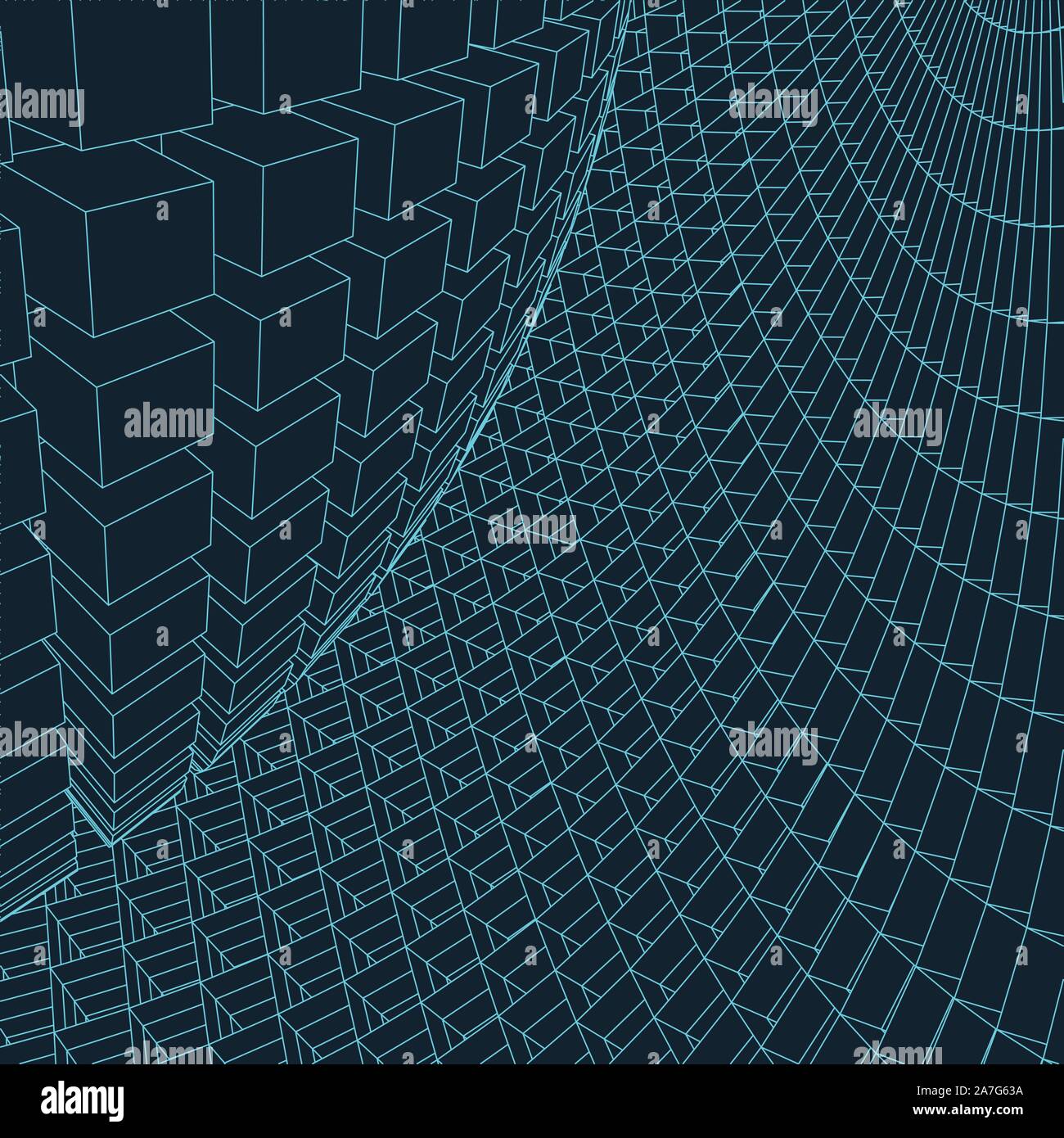 Abstract vector landscape background. Cyberspace grid. 3d technology ...