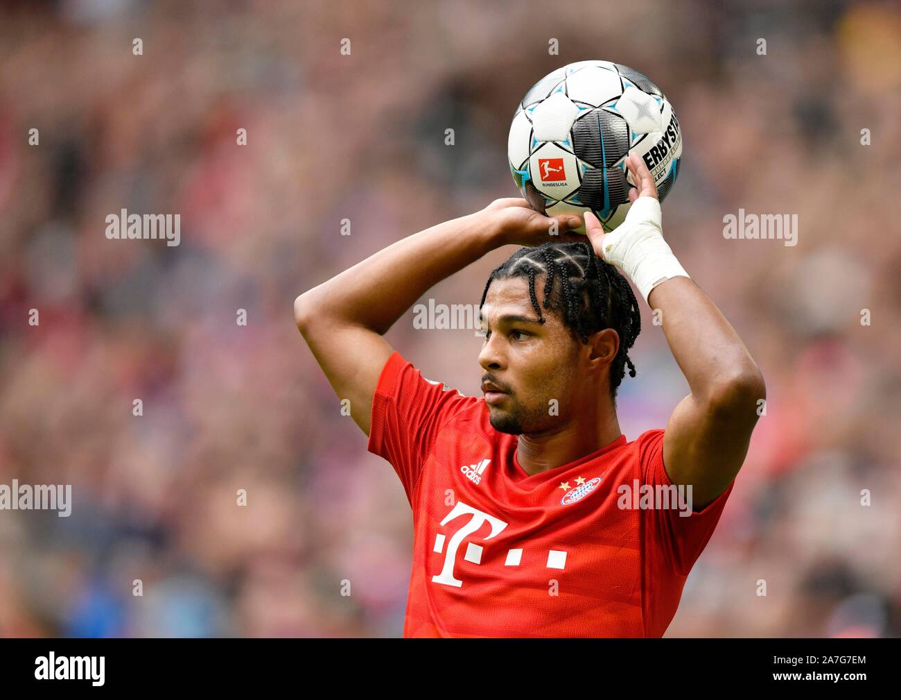 Serge Gnabry FC Bayern Munich FCB, Allianz Arena, Munich, Bavaria, Germany Stock Photo
