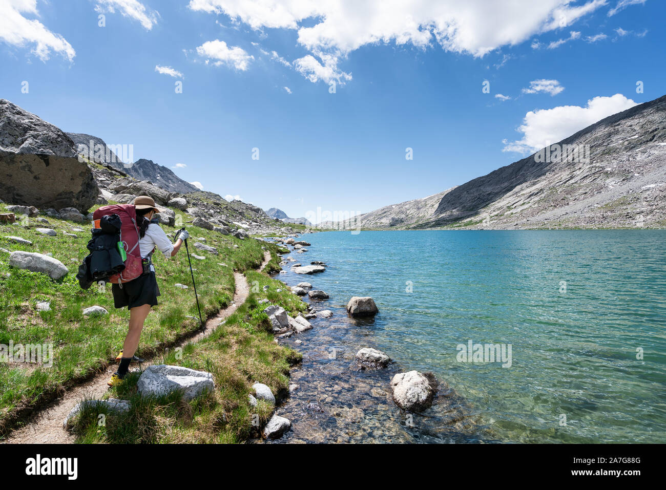 Hiking on the Wind River High Route, Wyoming, USA Stock Photo