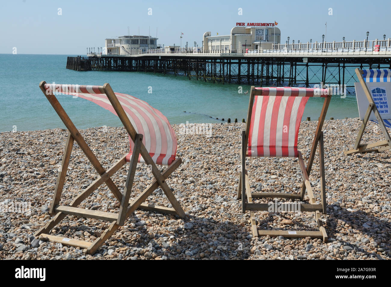 View to pier, Worthing, Sussex Stock Photo