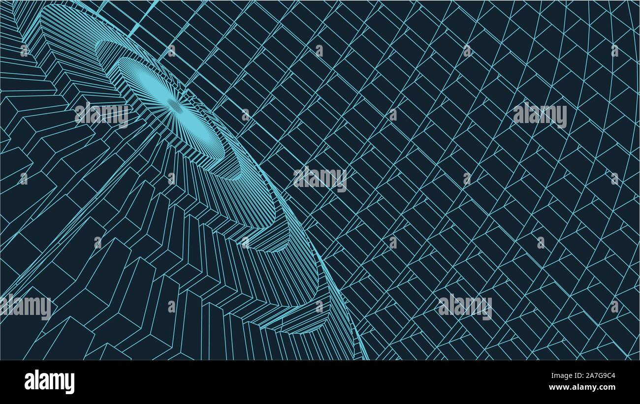 Abstract vector landscape background. Cyberspace grid. 3d technology ...