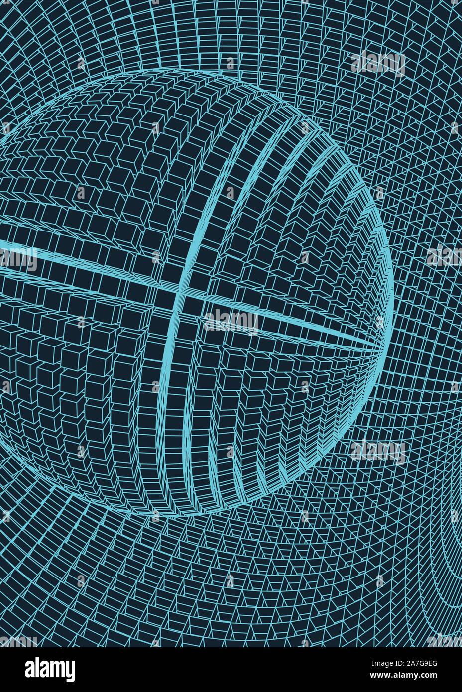 Abstract vector landscape background. Cyberspace grid. 3d technology ...