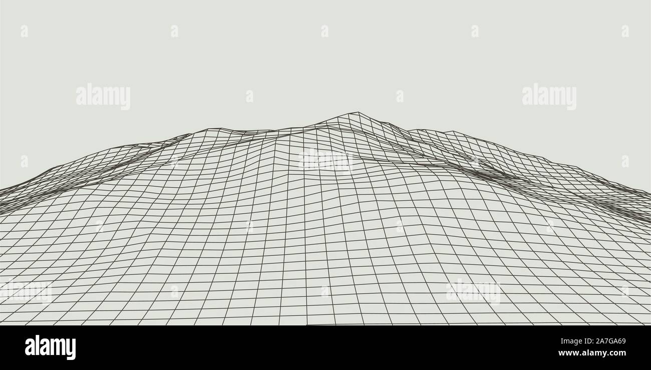 Abstract vector landscape background. Cyberspace grid. 3d technology ...
