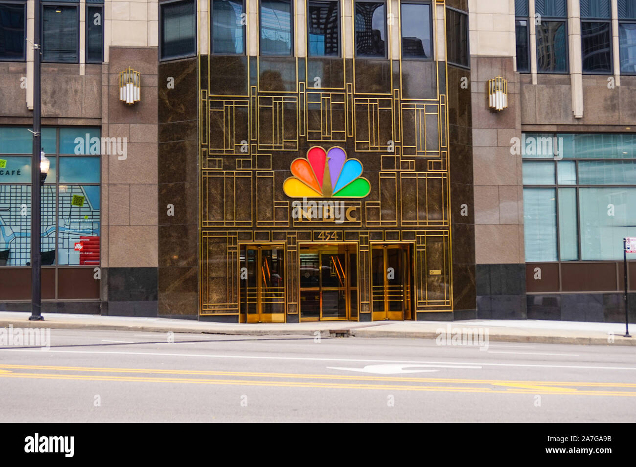 NBC Studios exterior in Chicago. CHICAGO, ILLINOIS (USA) - October 2019 Stock Photo
