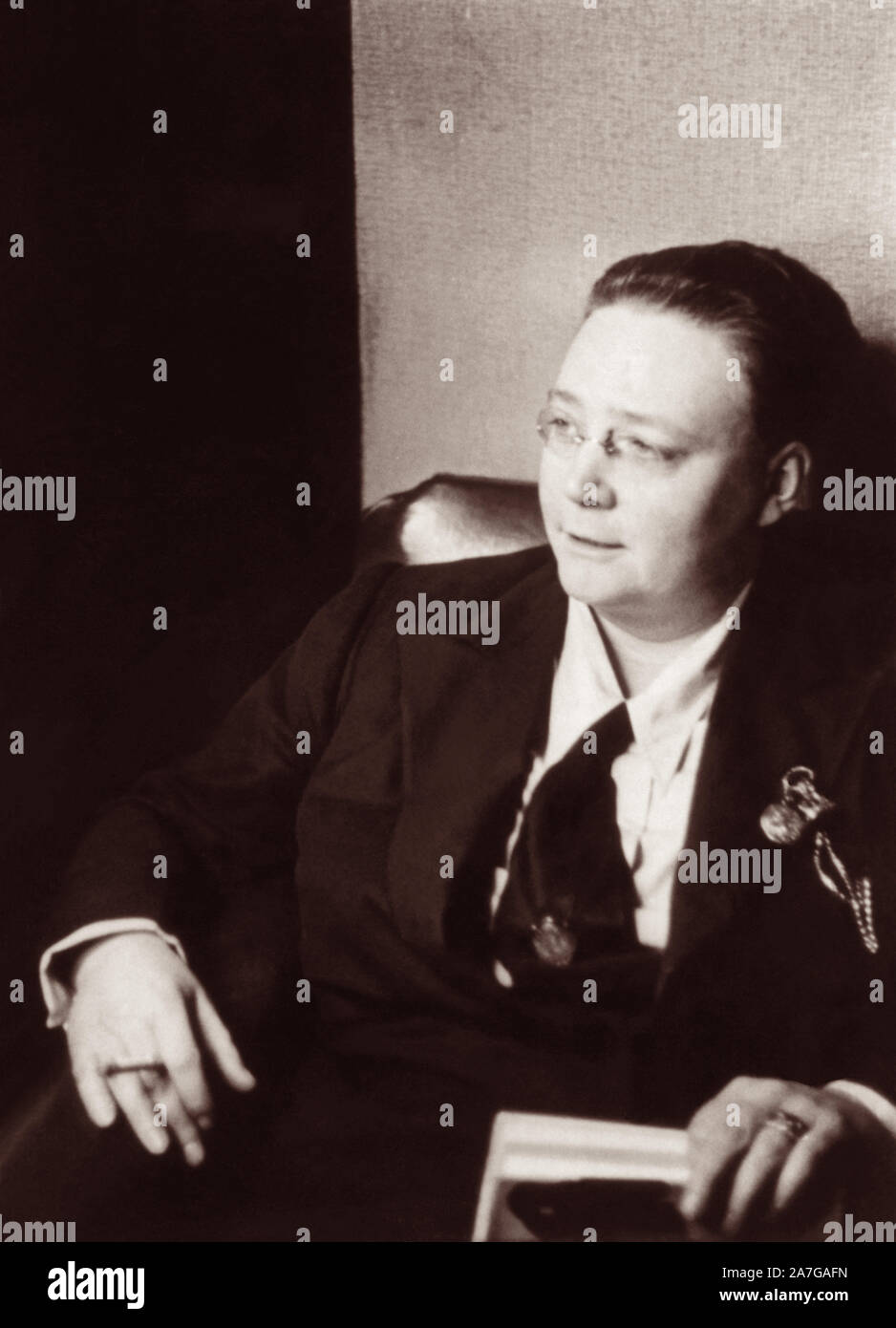 Dorothy Sayers (1893-1957), renowned English writer often considered one of the British authors informally known as 'The Inklings' (due to her friendship with C.S. Lewis and Charles Williams). Photo c1930. Stock Photo