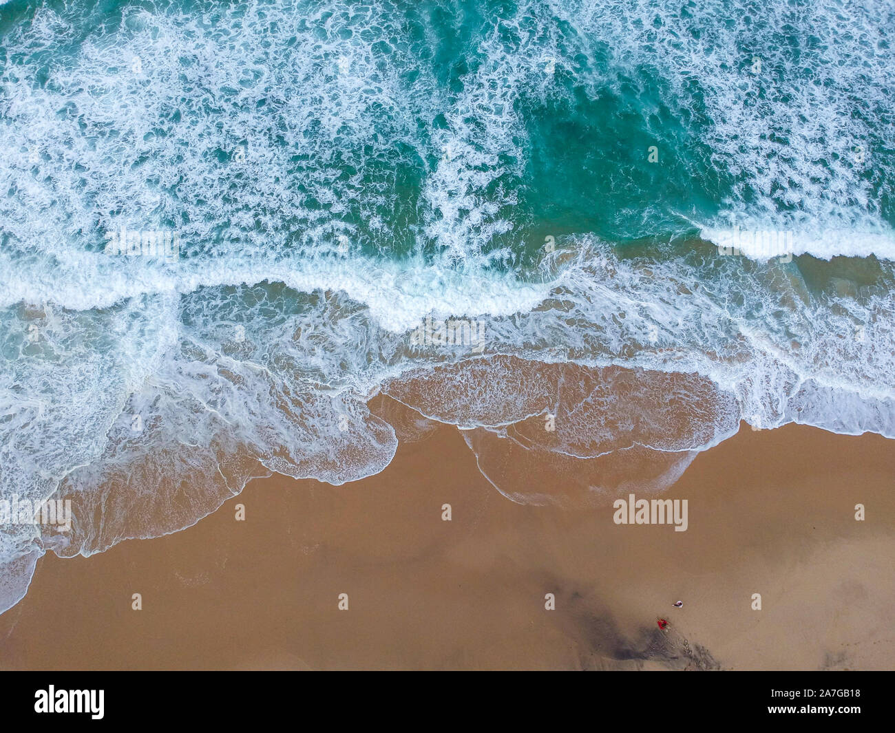 Sand beach aerial, top view of a beautiful sandy beach aerial shot with ...