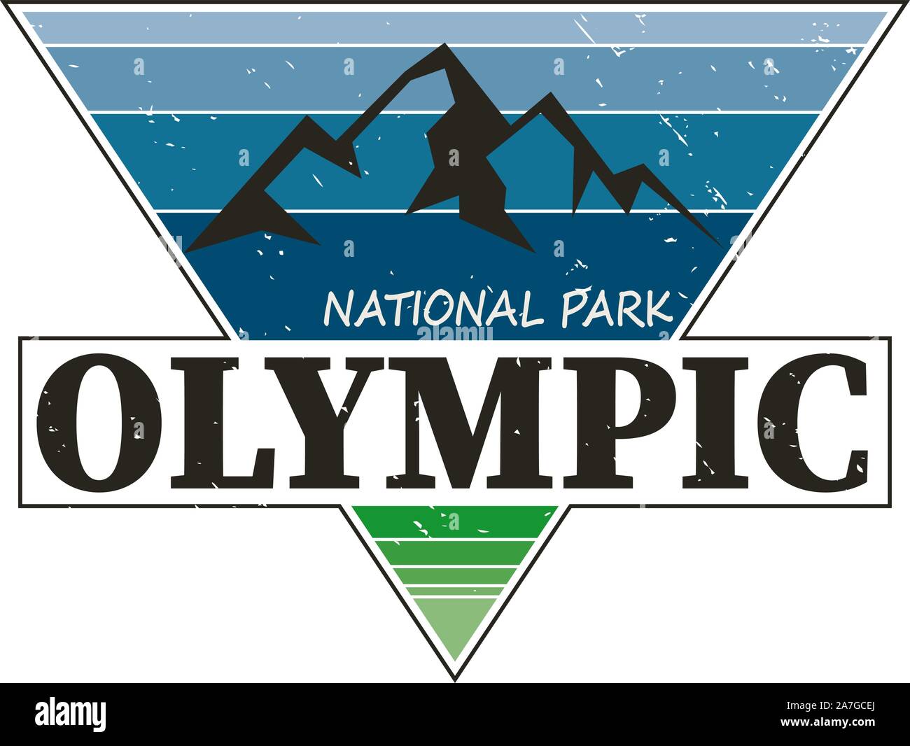 Olympic National Park, USA outdoor adventure illustration Stock Vector