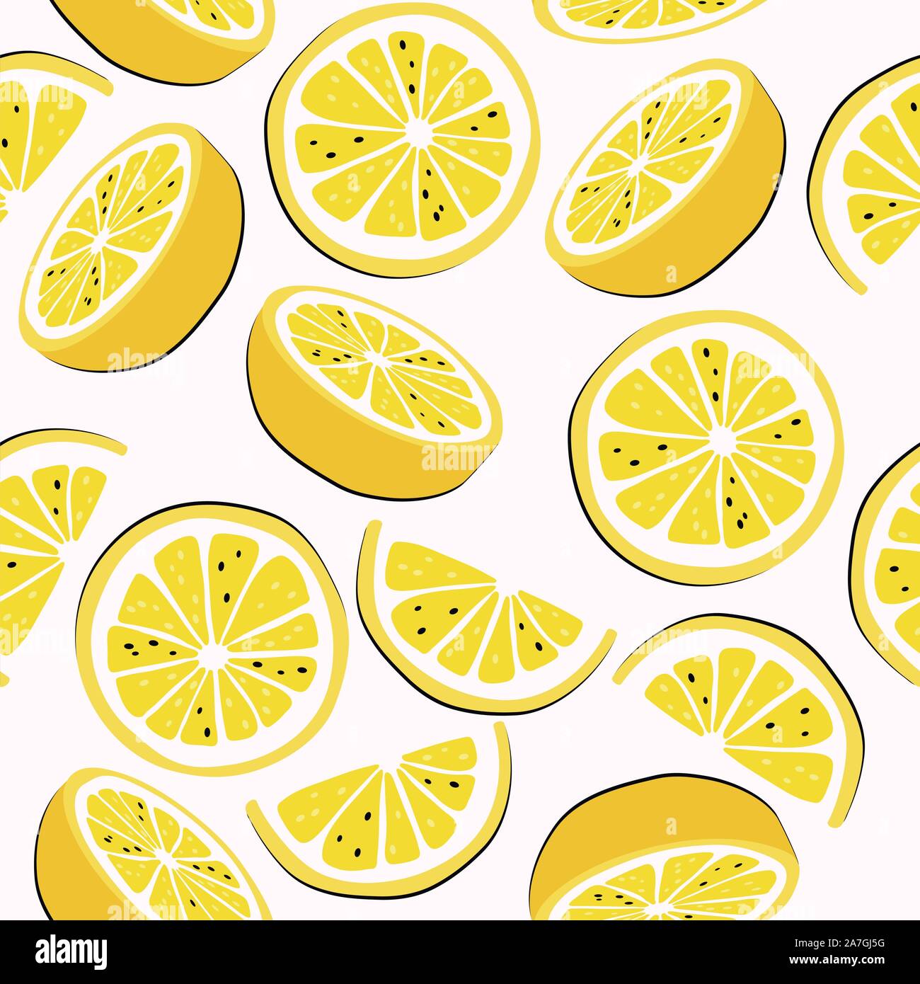 vector citrus seamless background of lemon slices. juicy fruit seamless ...