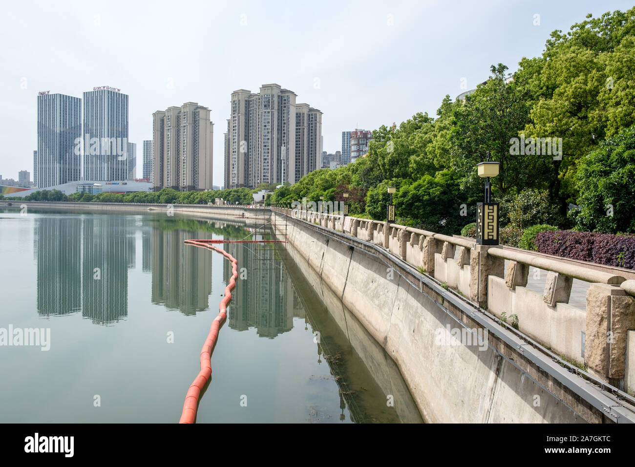 Along the Xinjiang River in city of Shangrao, Jiangxi Province, China Stock Photo